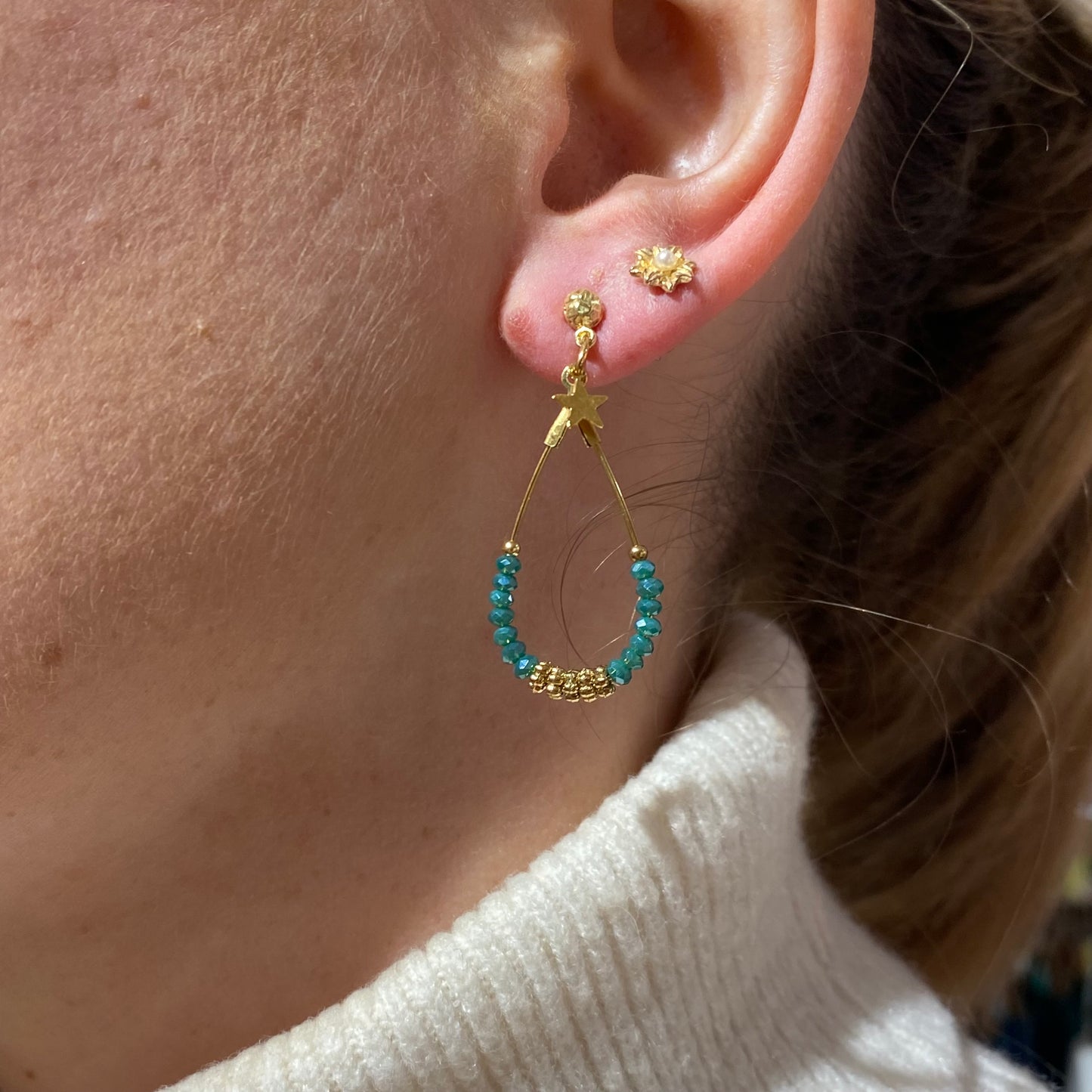 Boucles d'Oreilles Luna Turquoise - By Garance