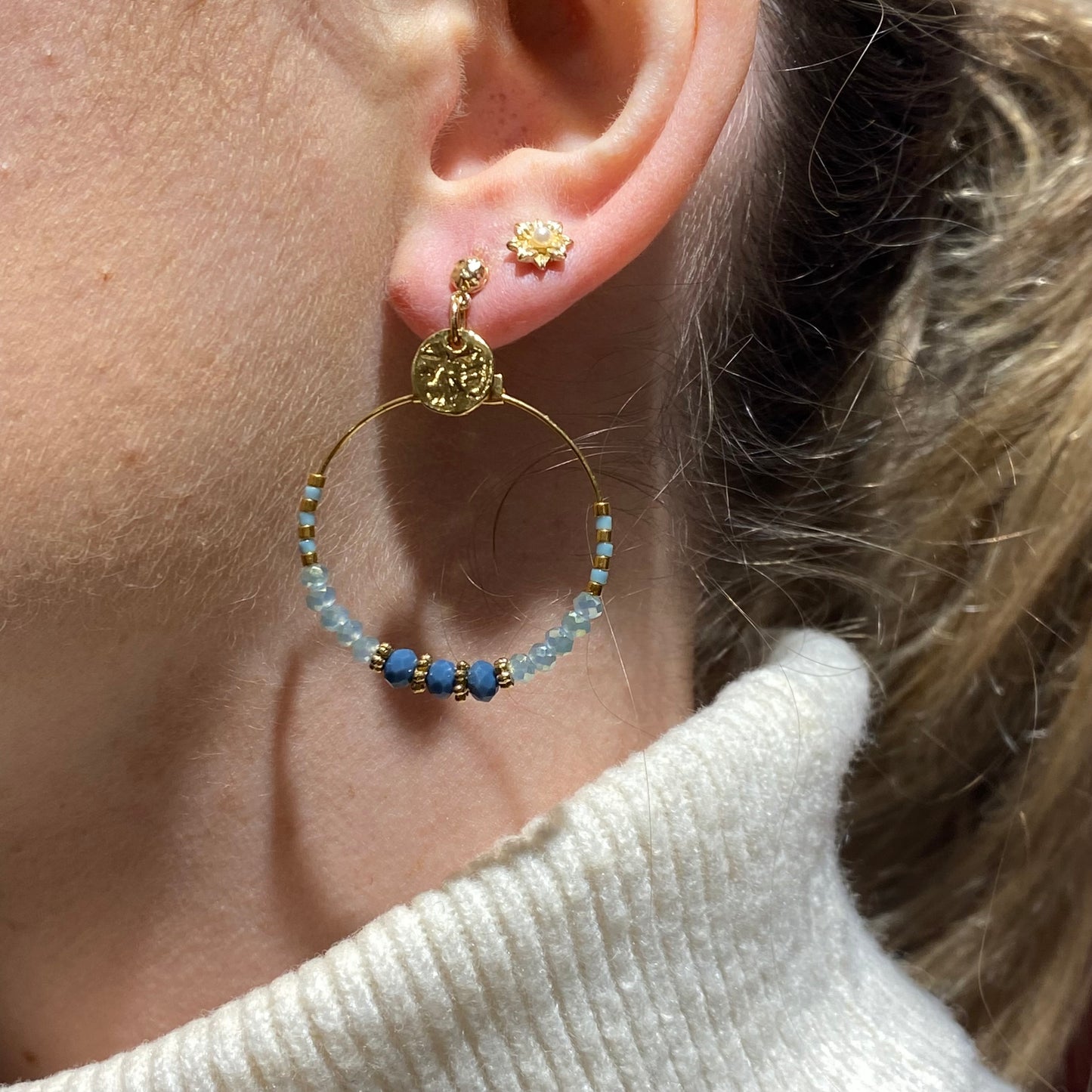 Boucles d'Oreilles Mina Bleu Jeans - By Garance