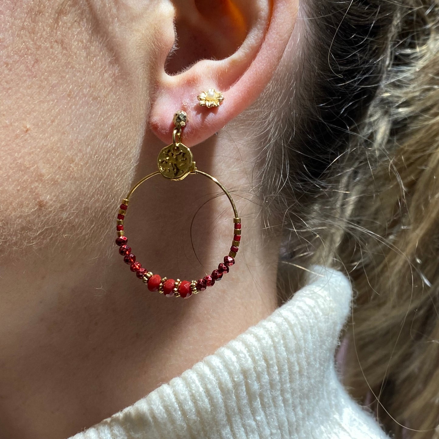 Boucles d'Oreilles Mina Bordeaux - By Garance