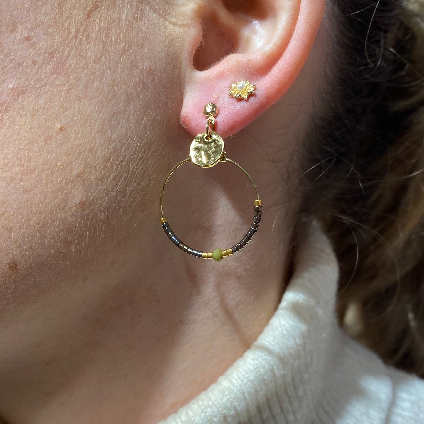 Boucles d'Oreilles Lila Gris Foncé - By Garance