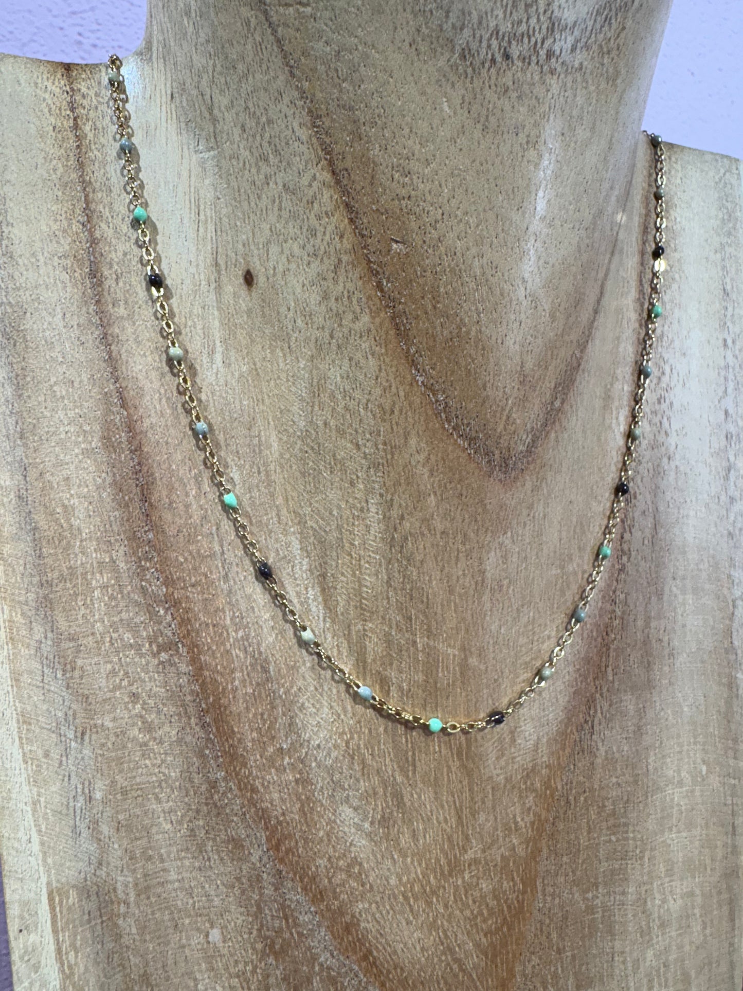 Collier Gigi Vert/Marron/Beige