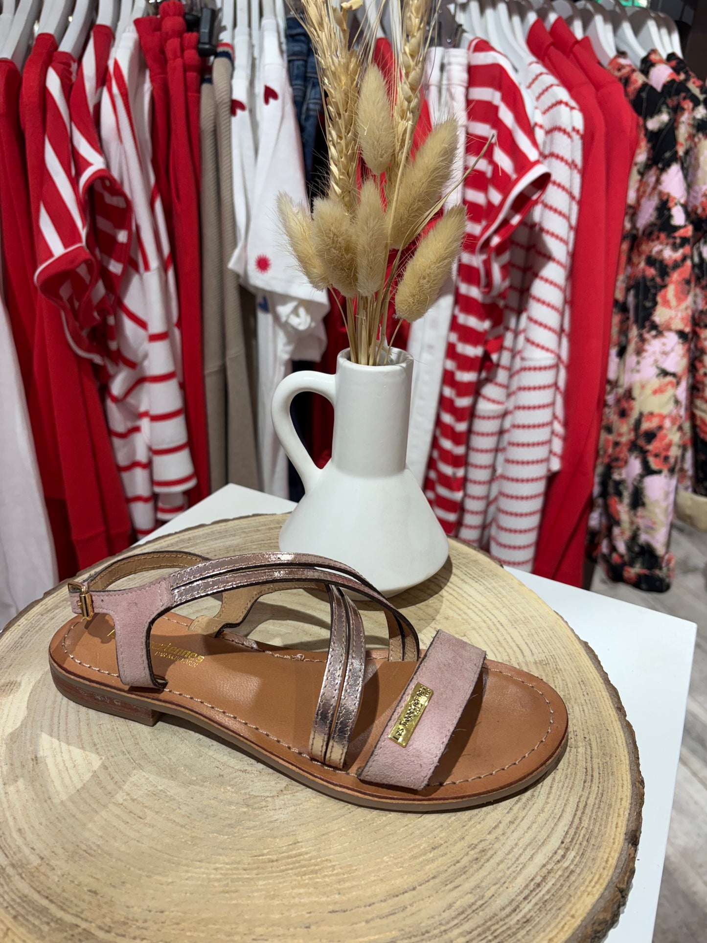 Chaussures handy Rose/ or - Les Tropéziennes par M Belarbi