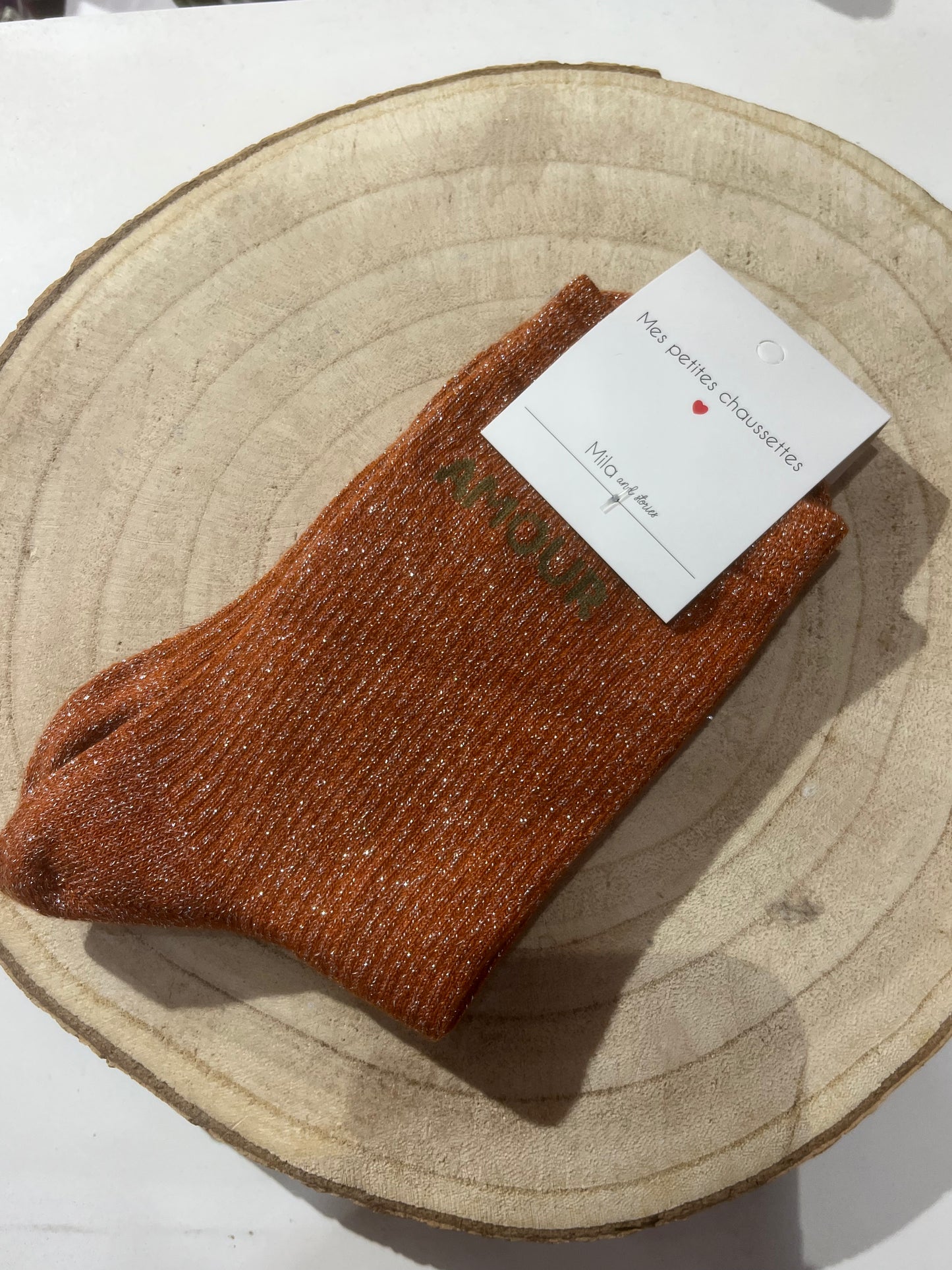 Chaussettes Mila - AMOUR orange