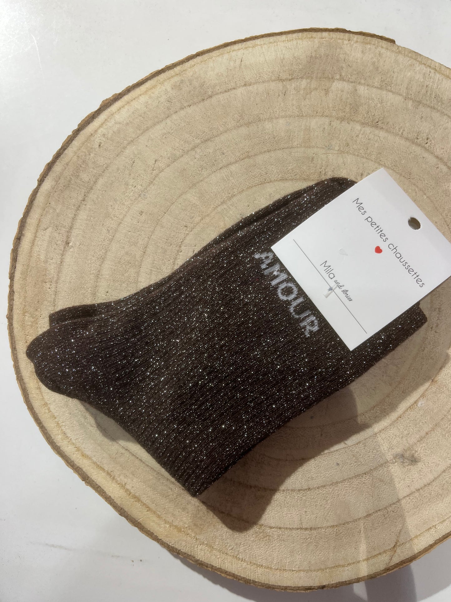 Chaussettes Mila - AMOUR marron