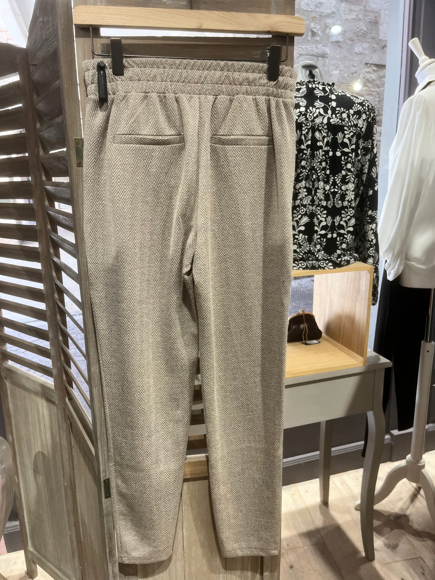 Pantalon ihkate jacquard fungi beige