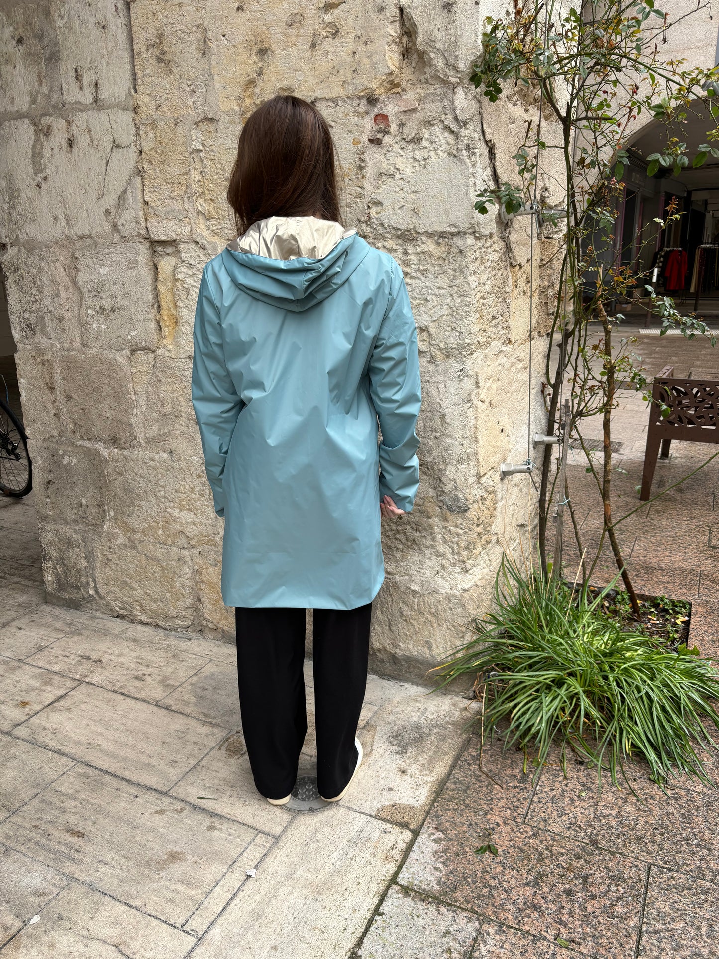 Parka réversible Bleu Clair / Or beige