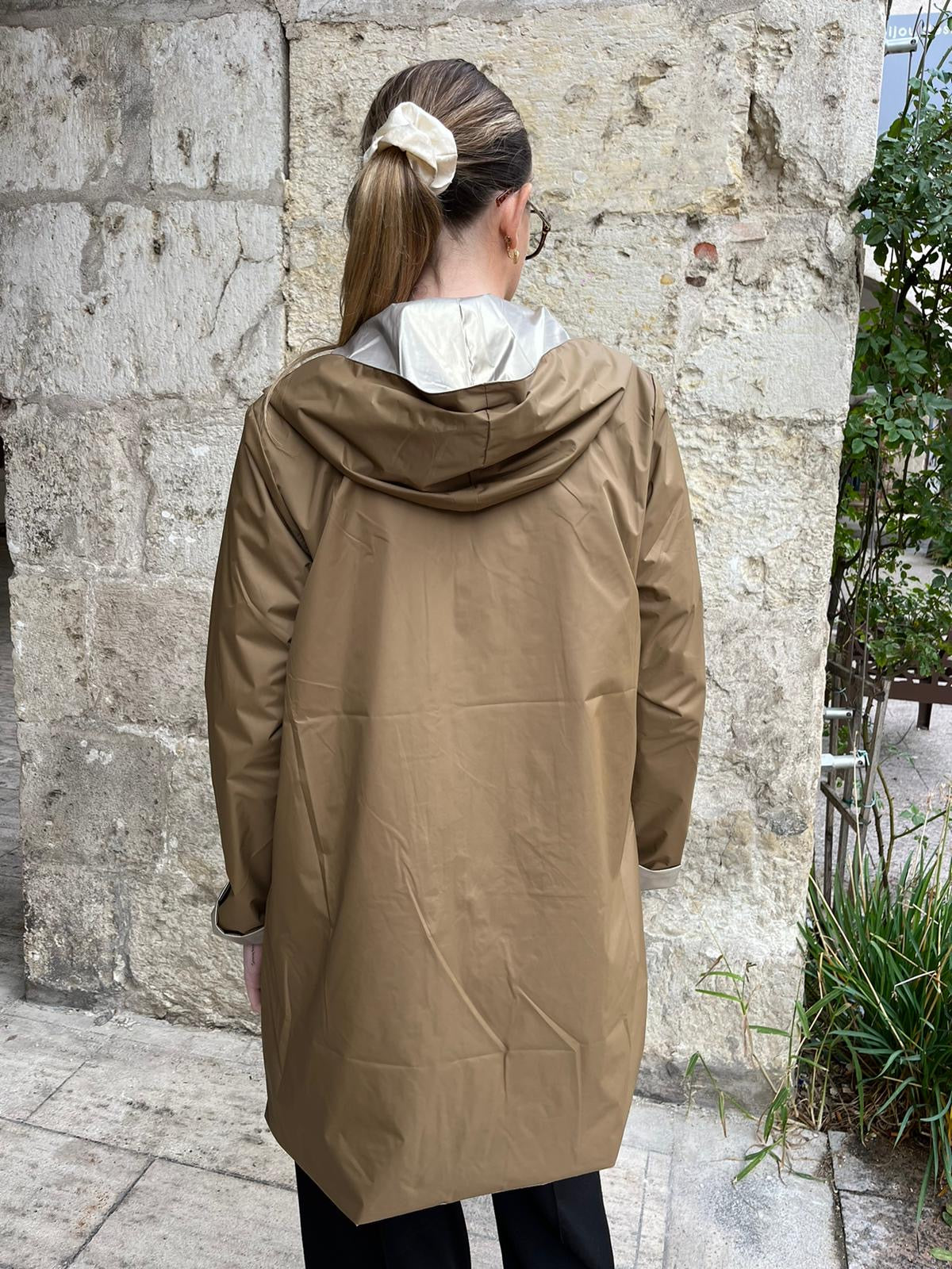 Parka réversible Marron / Or beige