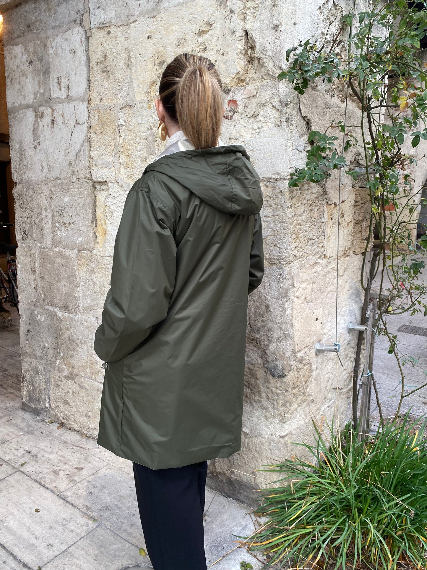 Parka réversible Kaki / Or beige