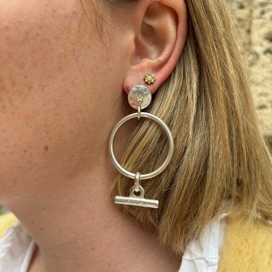 Boucles D'Oreilles Rond Fin Barre - Secret De Cuir, By Régine