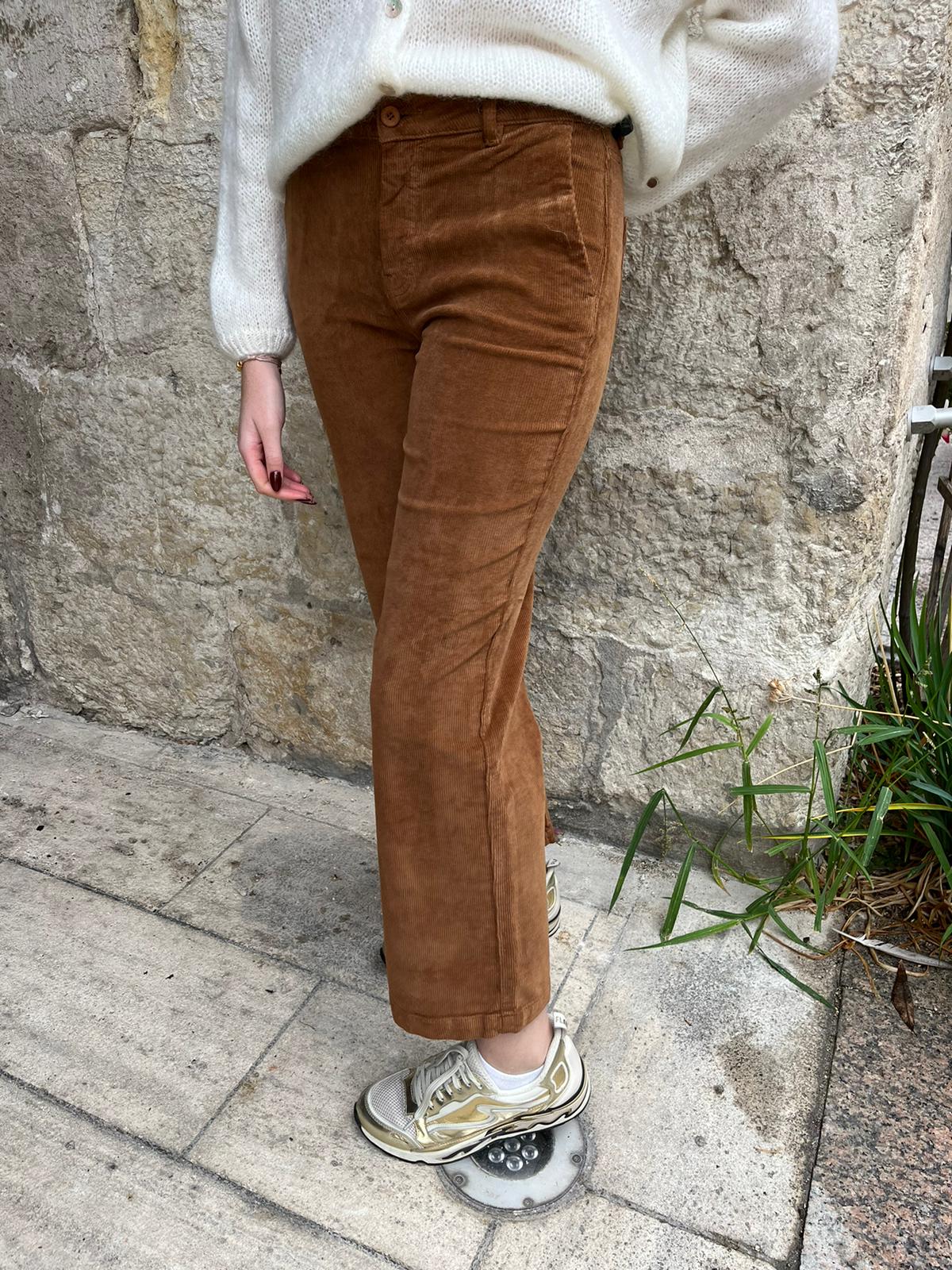 Pantalon Owen Velours Pecan - Happy