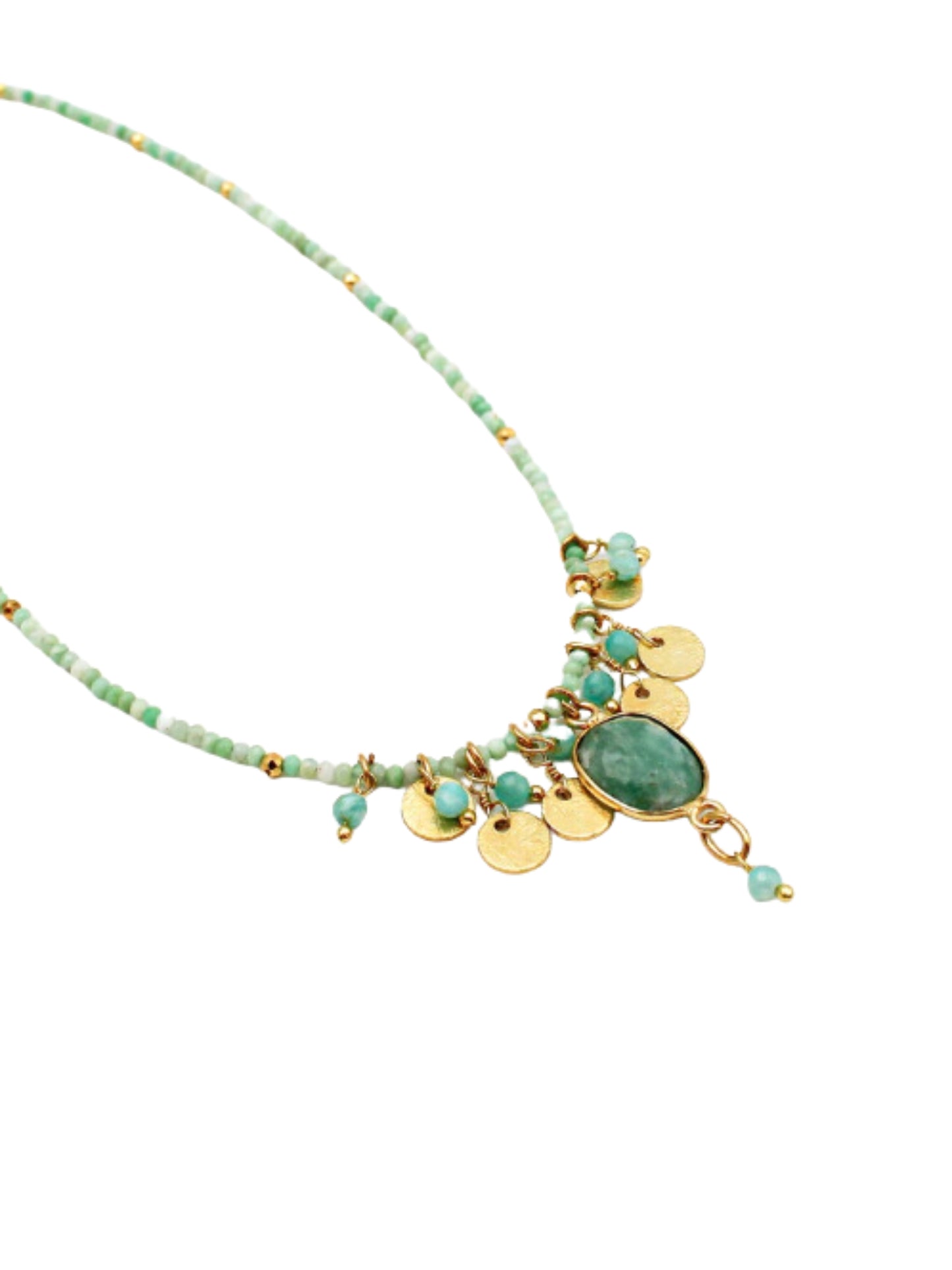 Collier Perles Doré / Chrysoprase - L'Atelier des Dames