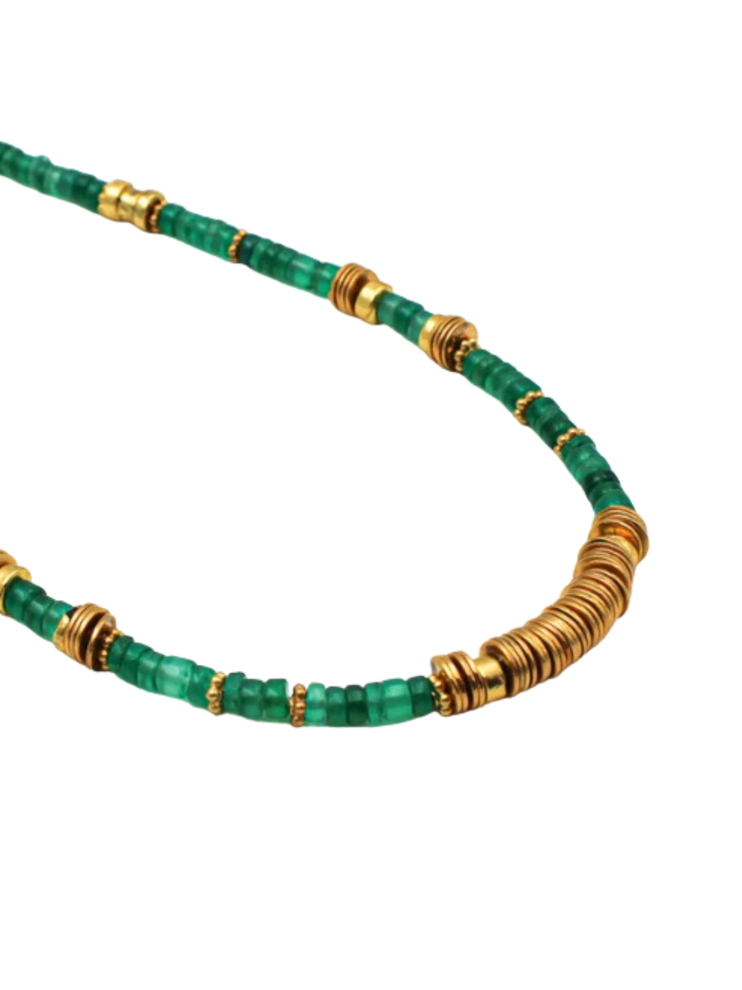 Collier Heishi Doré / Onyx Vert - L'Atelier Des Dames