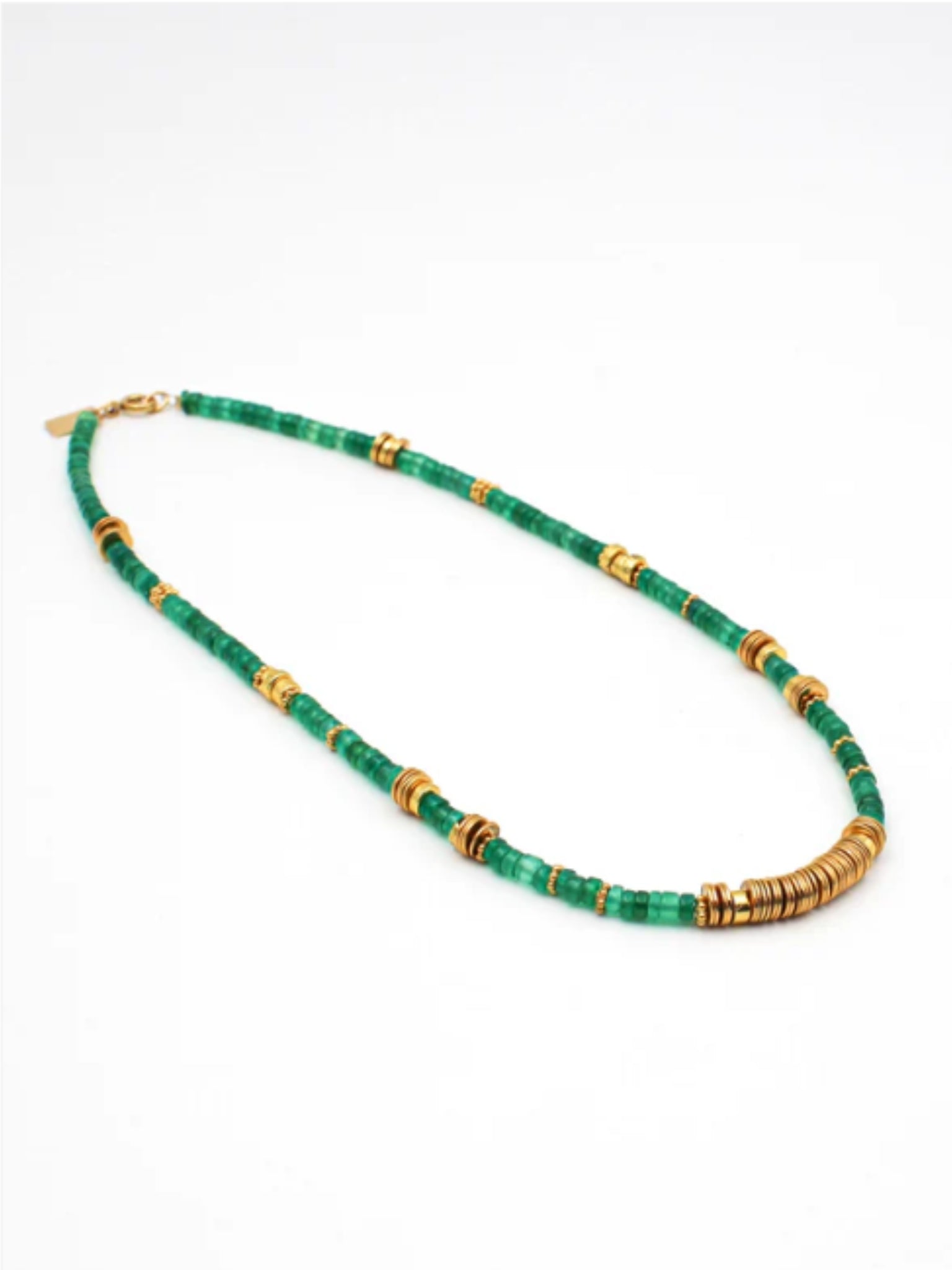 Collier Heishi Doré / Onyx Vert - L'Atelier Des Dames