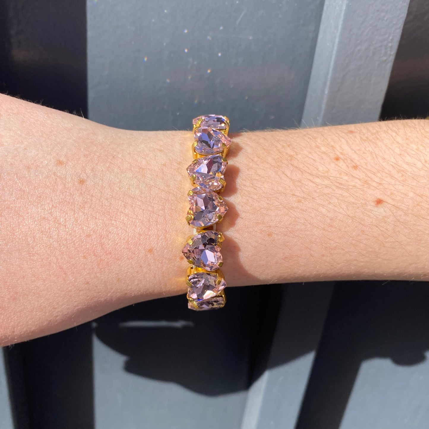 Bracelet Cœur Strass Rose - Opale Bijoux