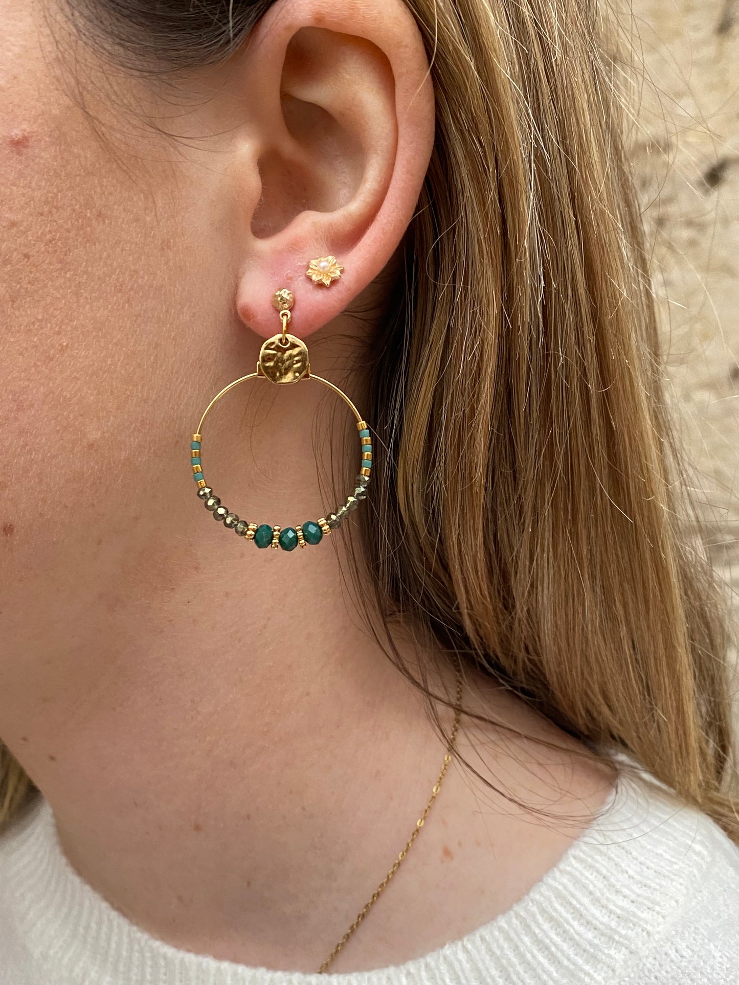 Boucles d'Oreilles Mina Vert - By Garance