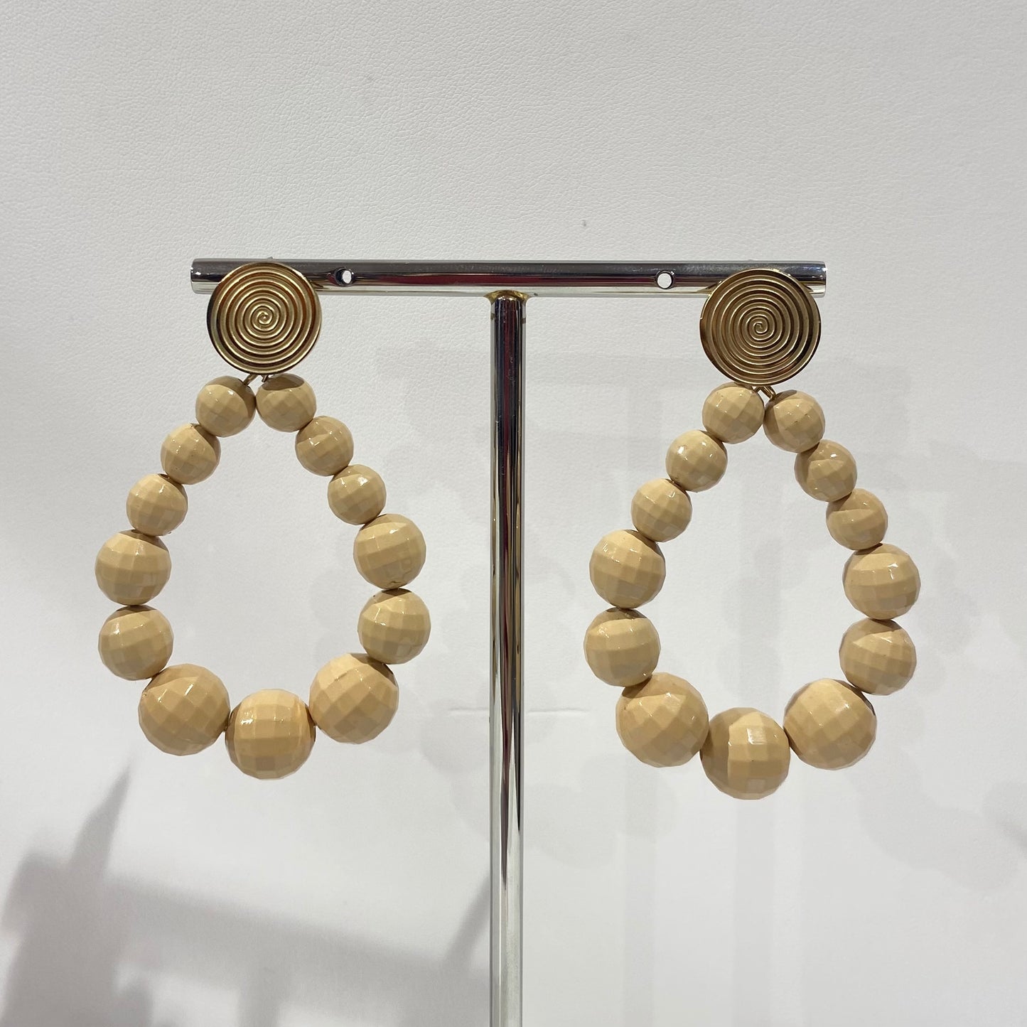 Boucles d'Oreilles Bonbon Beige Texturé - GM