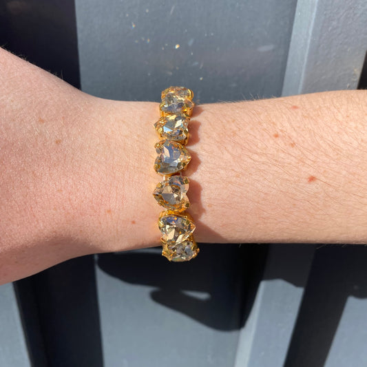Bracelet Coeur Strass Golden Shadow - Opale Bijoux