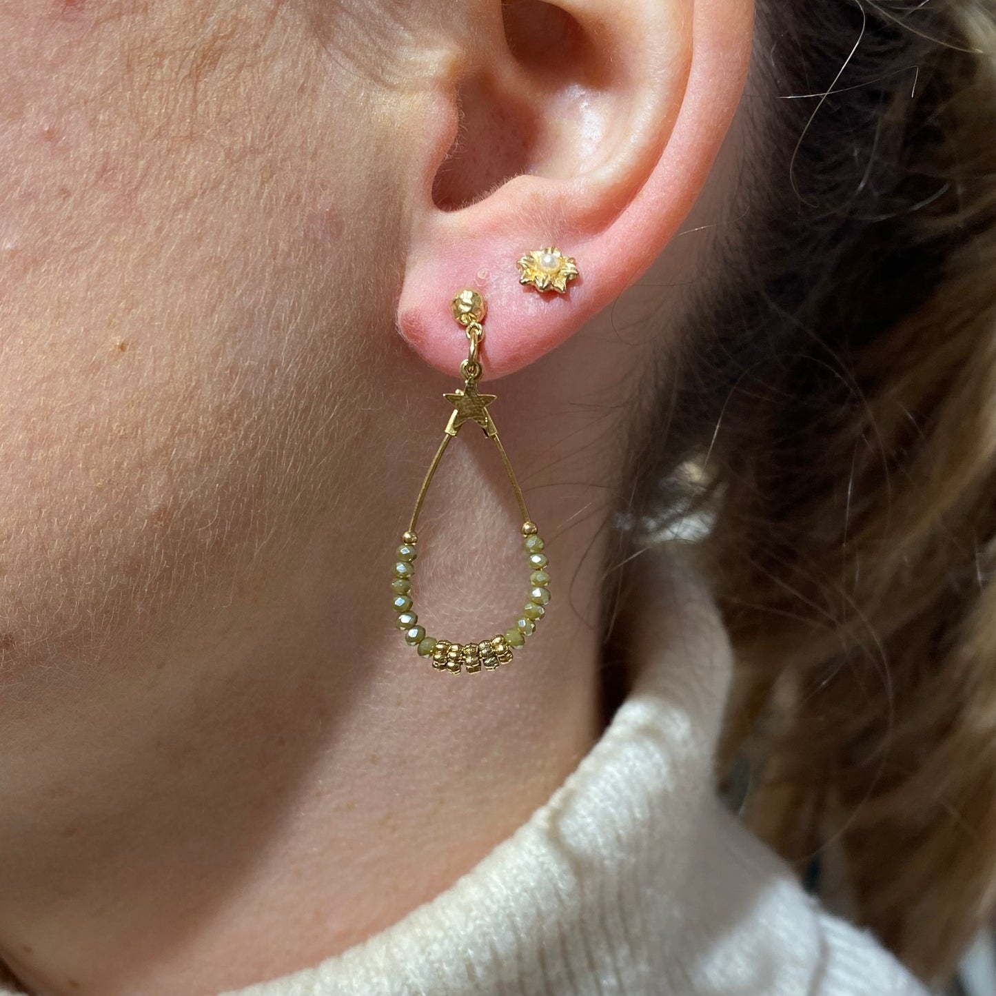 Boucles d'Oreilles Luna Kaki - By Garance