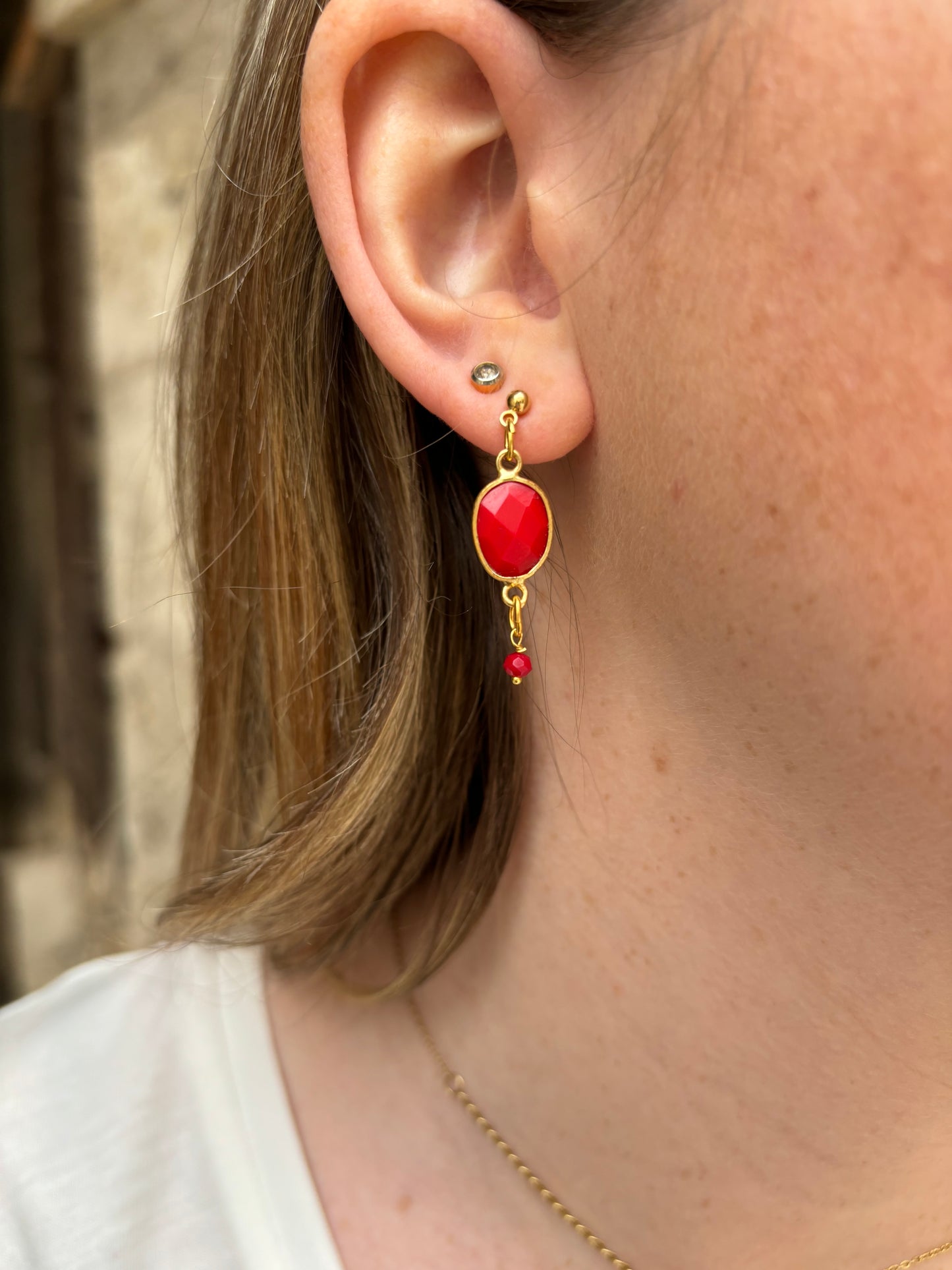 Boucles D'Oreilles Cathy - Doré / Corail - L'Atelier Des Dames