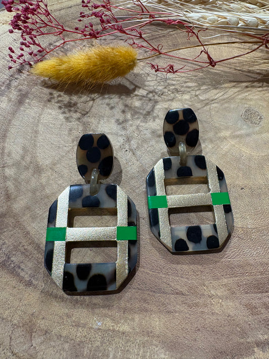 Boucle d'oreilles corne Léo bicolore - Soyang