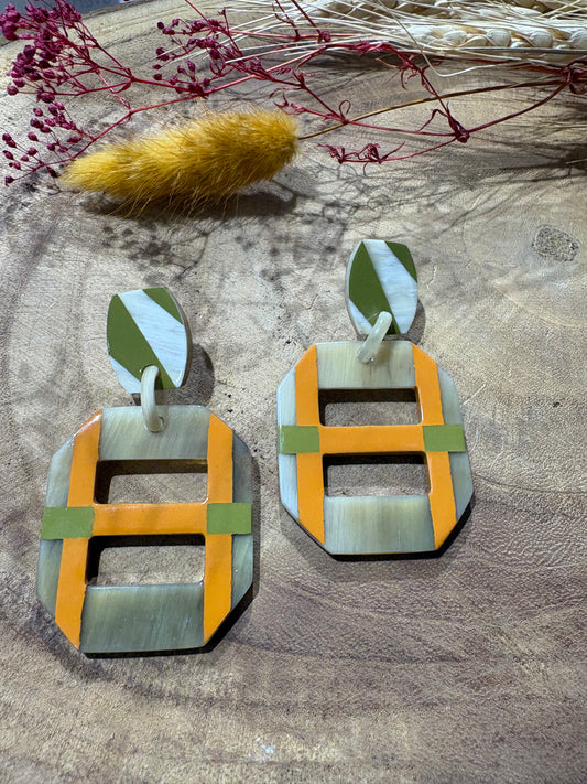Boucle d'oreilles corne bicolore - Soyang