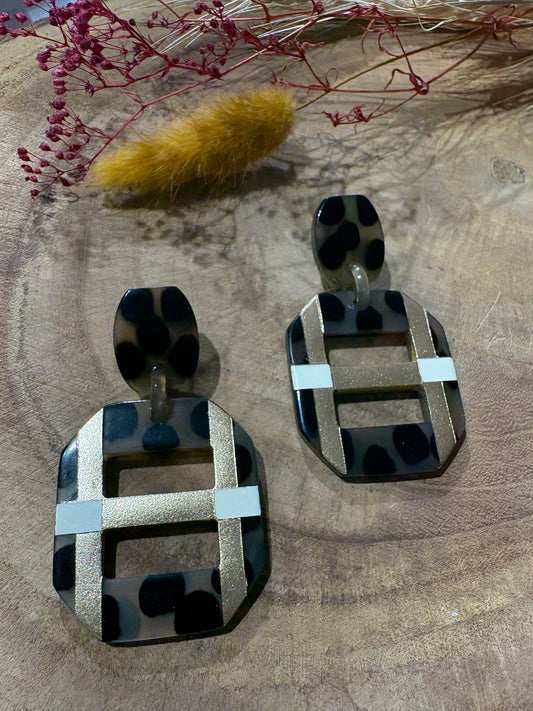 Boucle d'oreilles Corne Léo bicolore - Soyang