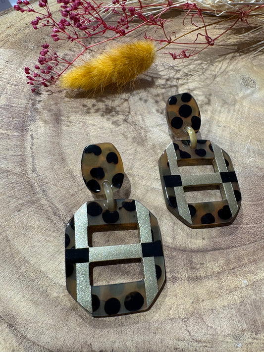 Boucle d'oreilles corne Léo bicolore - Soyang