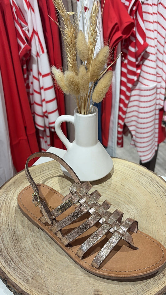 Chaussure hika or craquele - Les Tropéziennes par M Belarbi