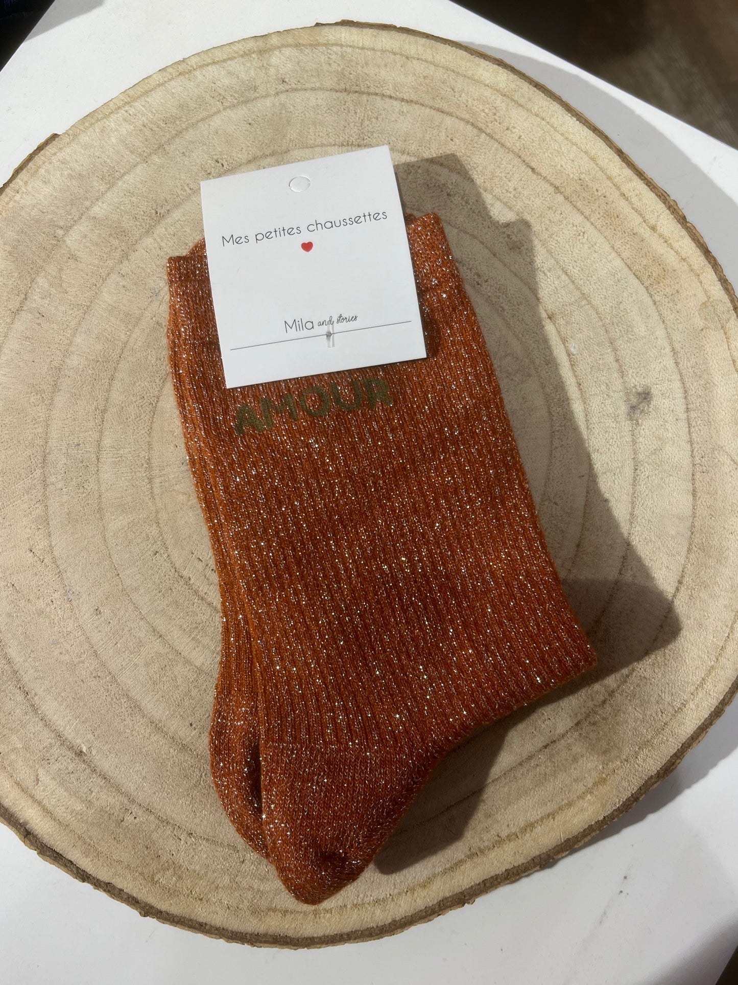 Chaussettes Mila - AMOUR orange