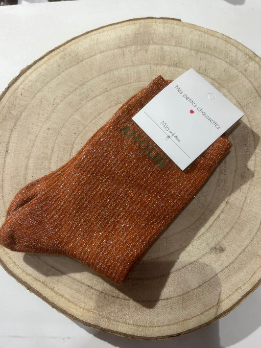 Chaussettes Mila - AMOUR orange