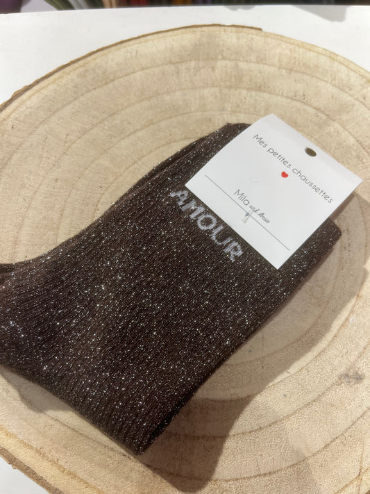 Chaussettes Mila - AMOUR marron