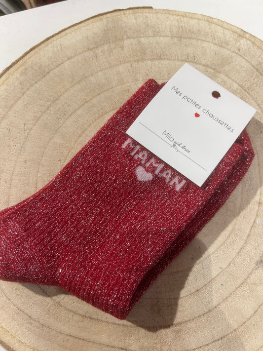 Chaussettes Mila - MAMAN rouge