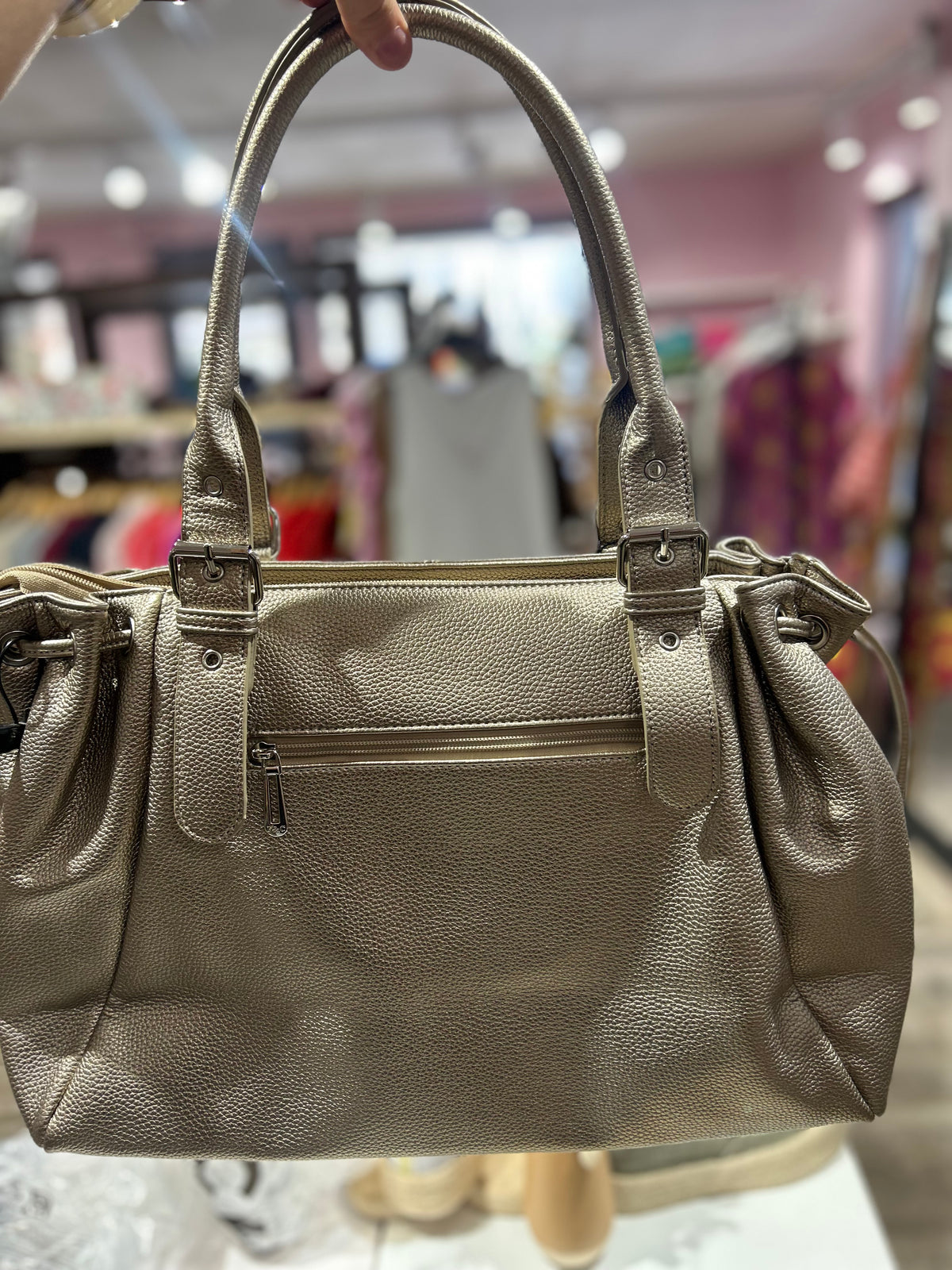 SAC À MAIN TAUPE METALISÉE
