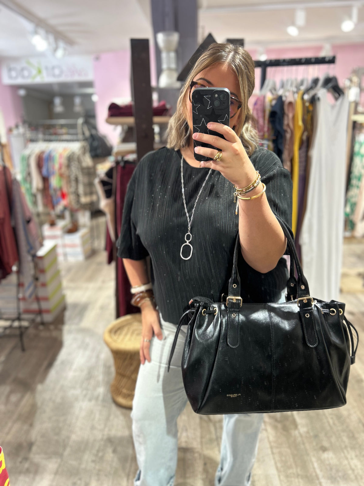 SAC À MAIN NOIR BRILLANT