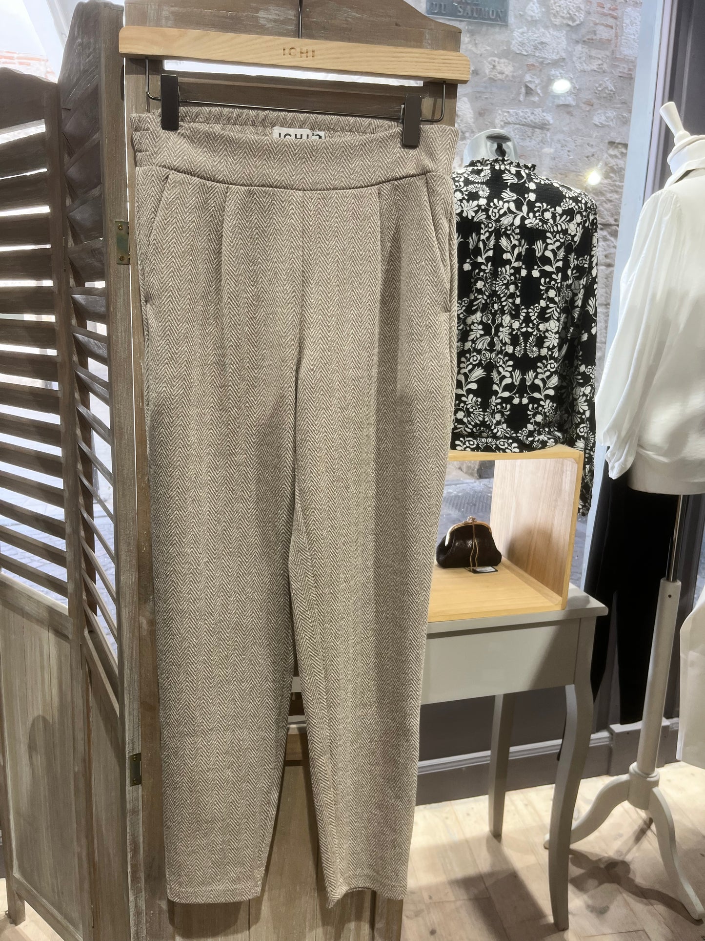 Pantalon ihkate jacquard fungi beige