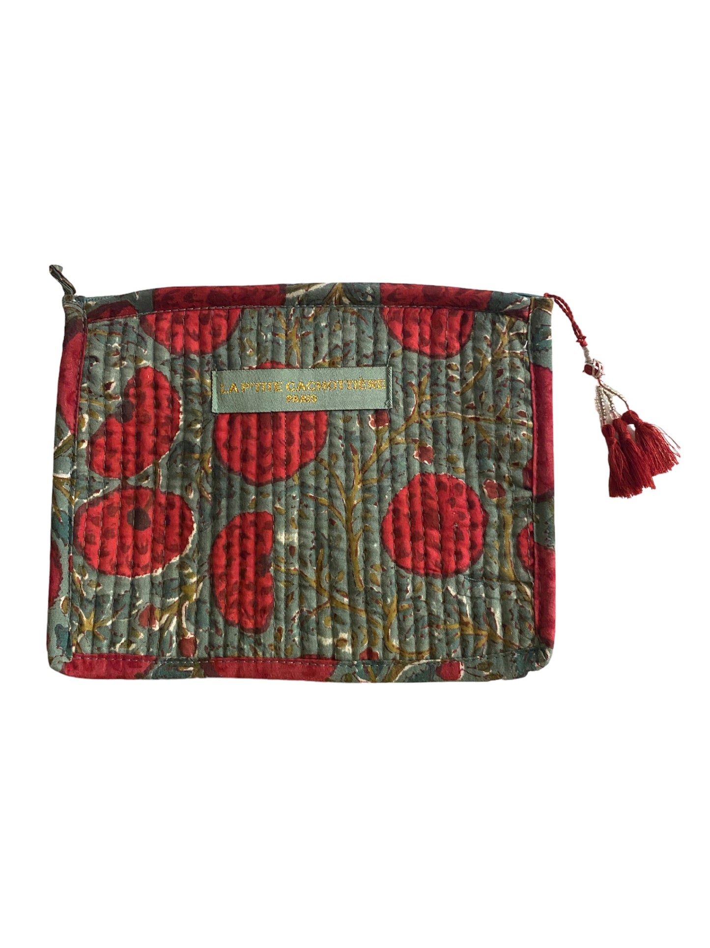 Pochette India GM Rouge et Grise - La P'tite Cachottière