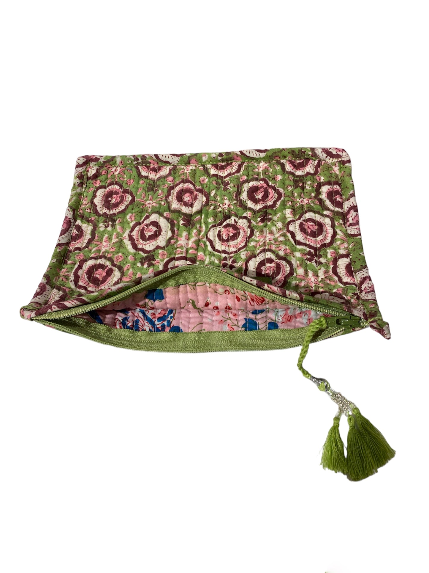 Pochette India GM Vert et Rose- La P'tite Cachottière