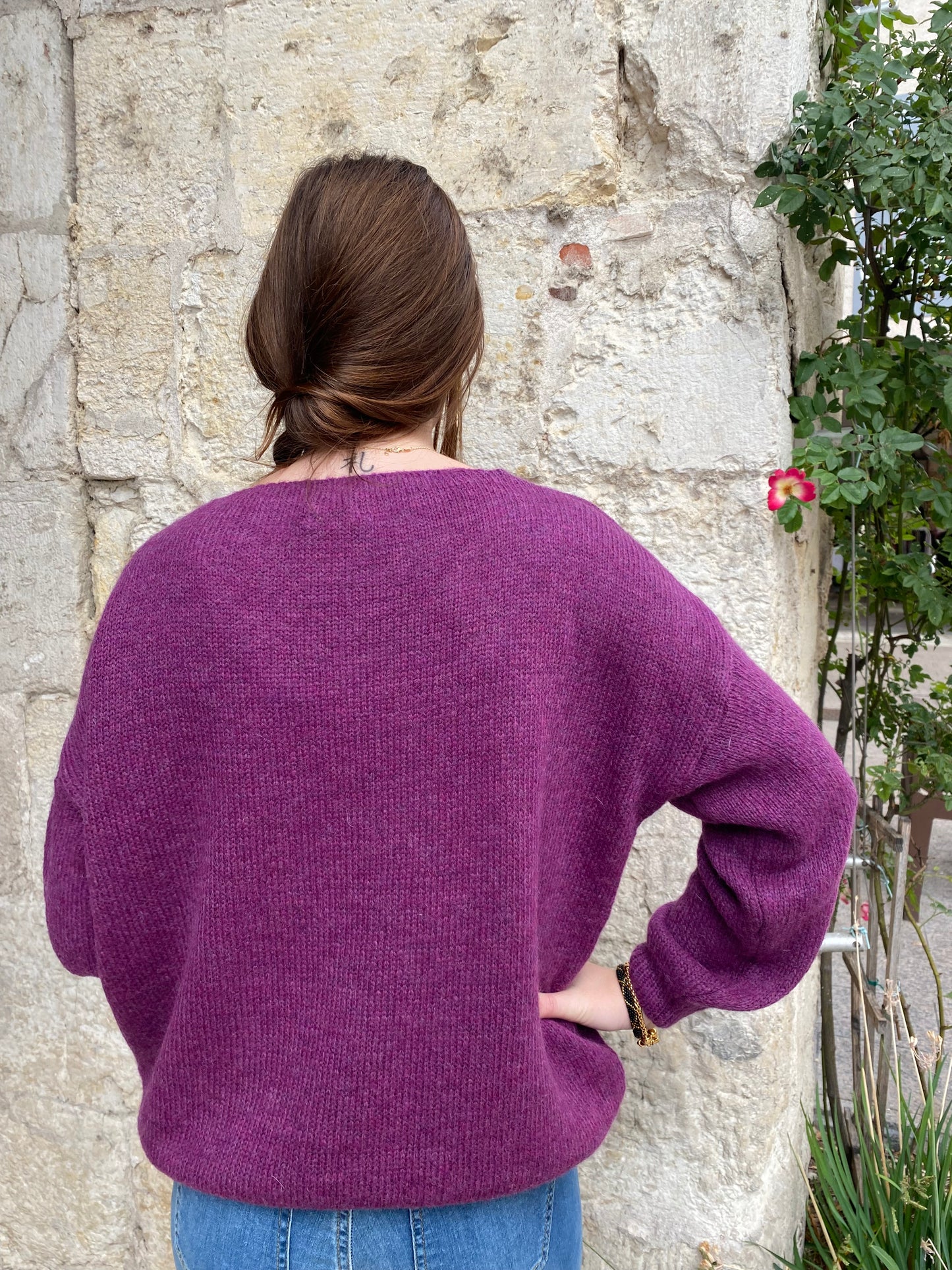 Pull V Fin - Violet