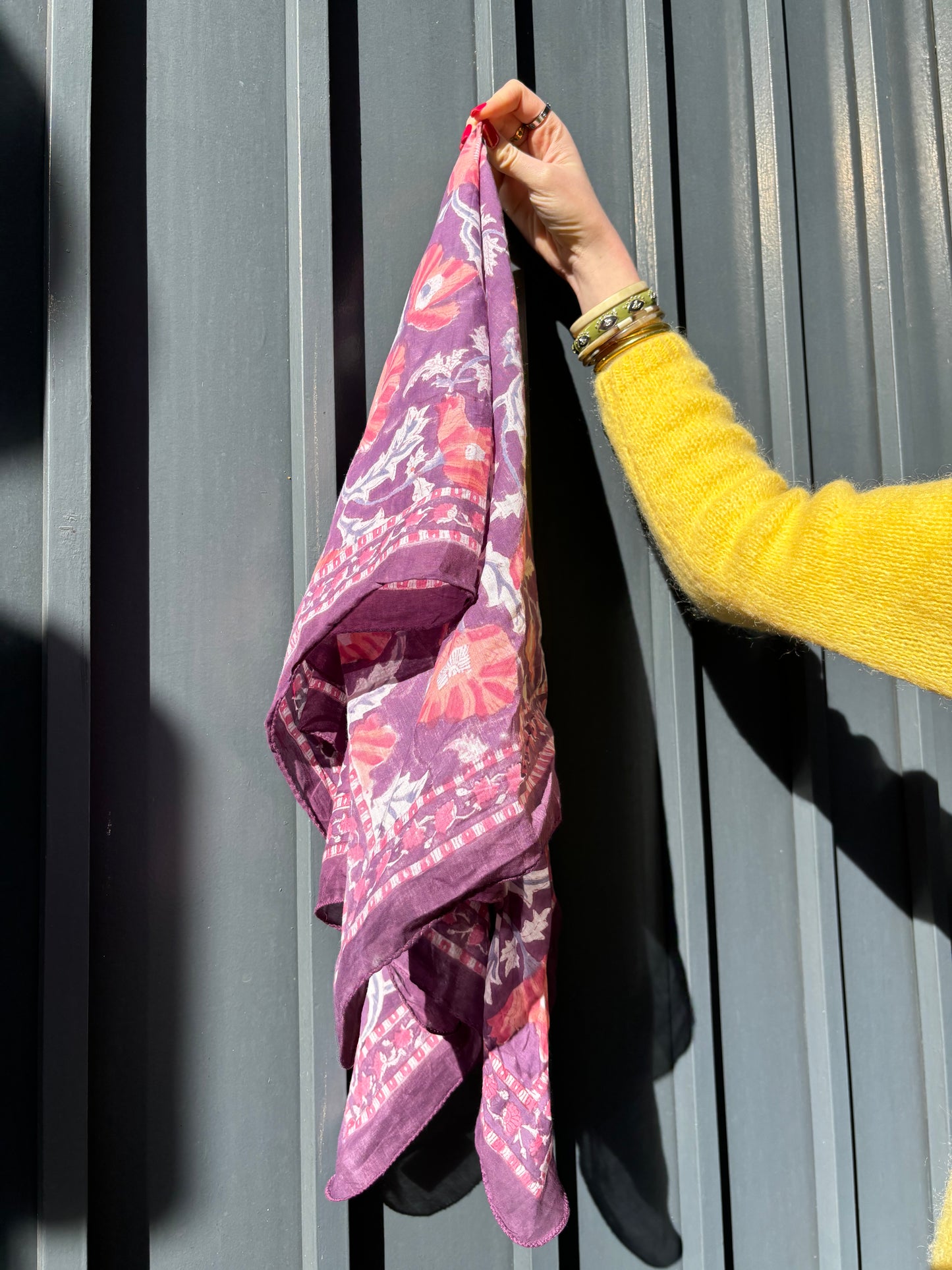 Foulard Blockprint Violet et Rose - La P'tite Cachottière